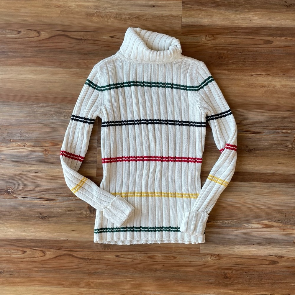 Tommy Hilfiger cream turtleneck striped sweater